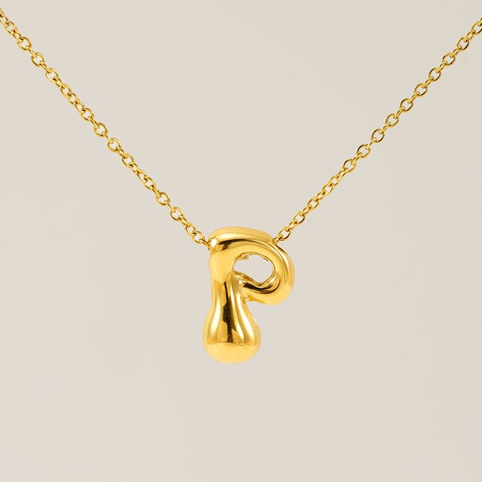 1 Piece Simple Series Daily Letter P Titanium Steel  Gold Color Unisex Pendant Necklaces 